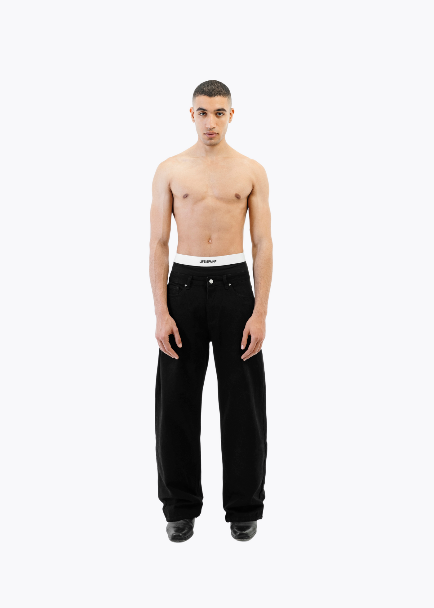 Boxer Banded Baggy Jeans