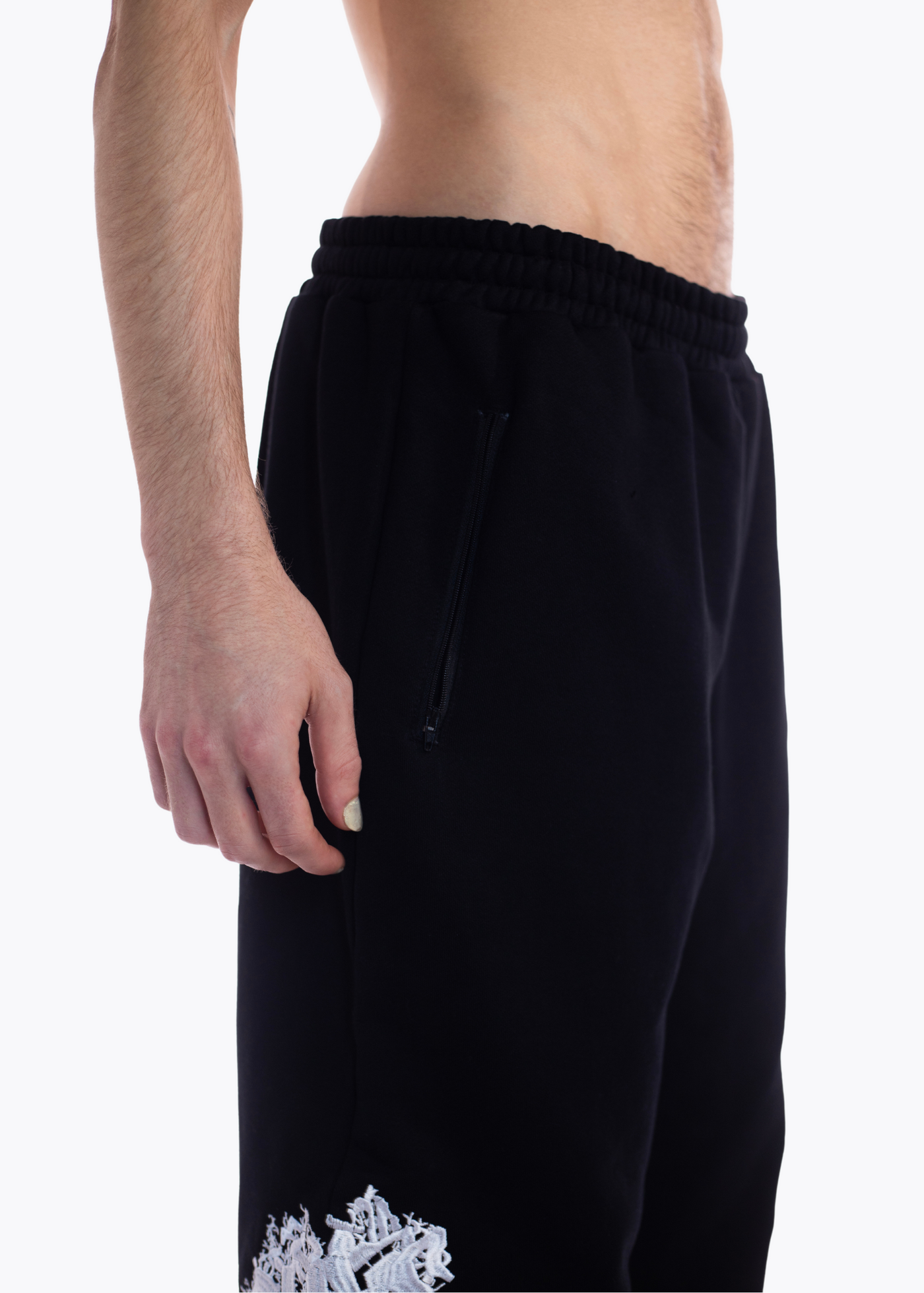 Black wide tree roots joggers