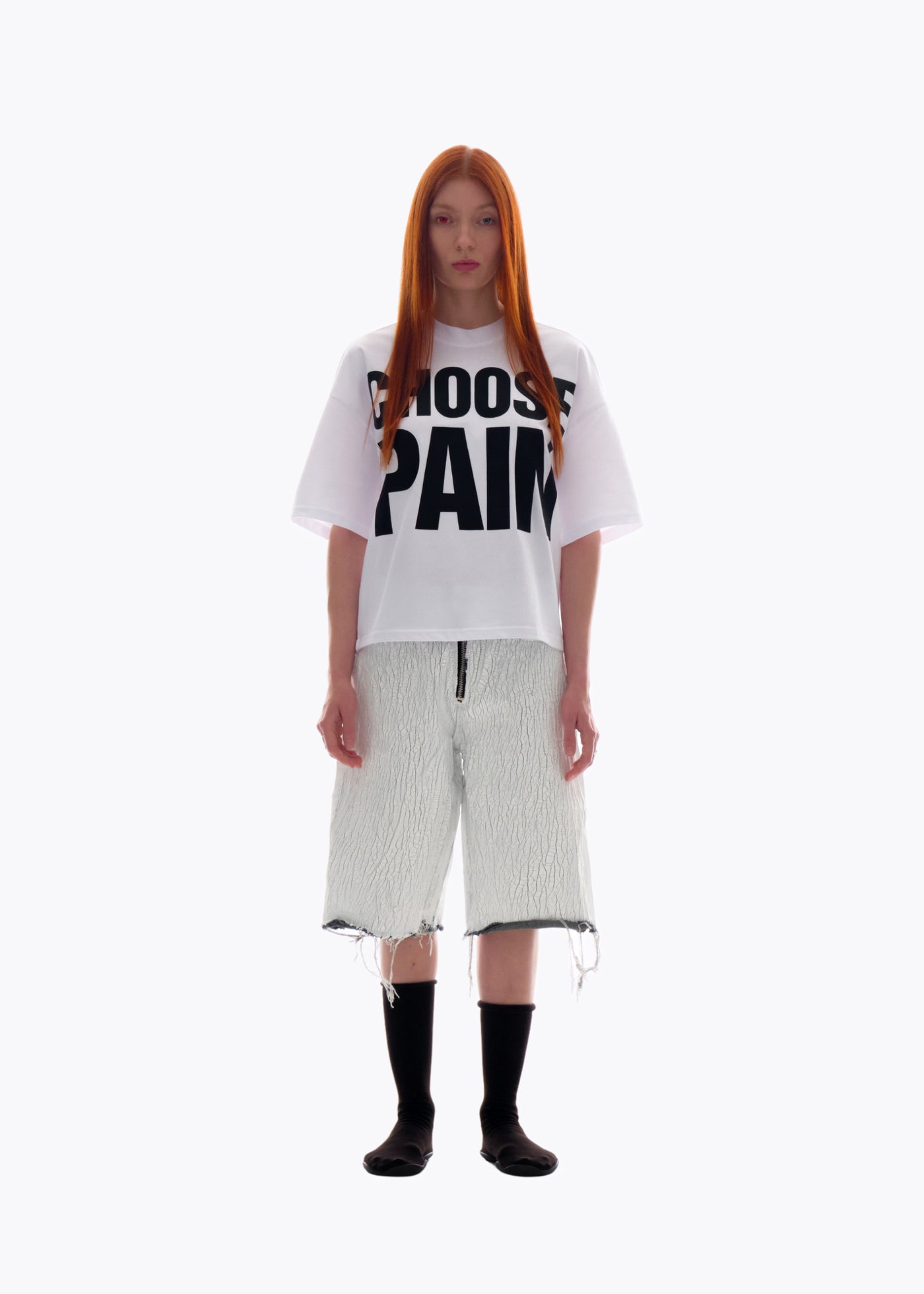 CHOOSE PAIN White Oversized Boxy T-shirt